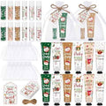 Demissle 12 Pcs Christmas Hot Cocoa Supplies Xmas Party Stuffers Christmas Stocking Favors Xmas Red Green Hand Cream and Lip Balm Gifts Set for Baby Shower Guests