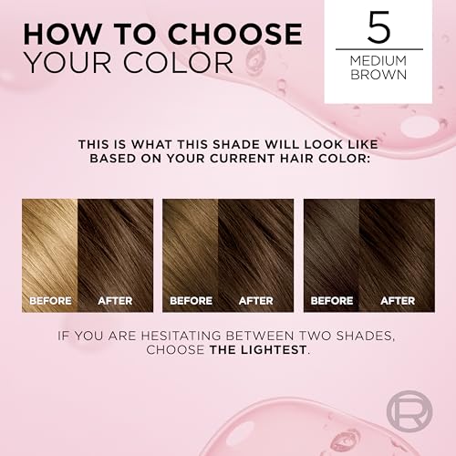 Hair Dye Kit - Medium Brown, Permanent Color with Gray Coverage, 1 Pack of 3