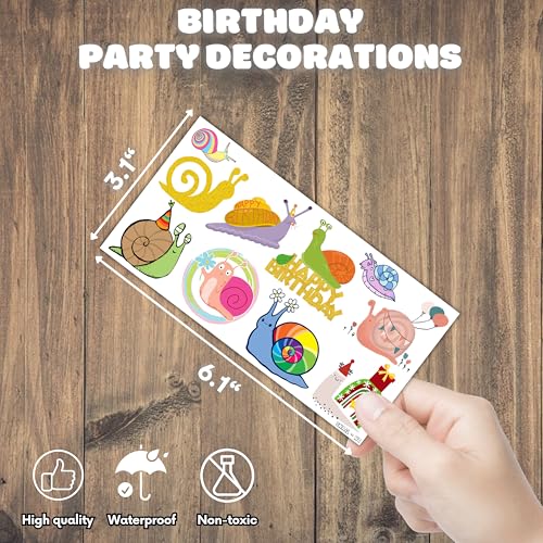Cute Snail Temporary Tattoos 8 Sheets 81 PCS Snail Mail Party Decorations Favors Supplies Bug Snail Insect Theme Birthday Cute Stickers Christmas Gifts for Boys Girls Class School Prizes Carnival