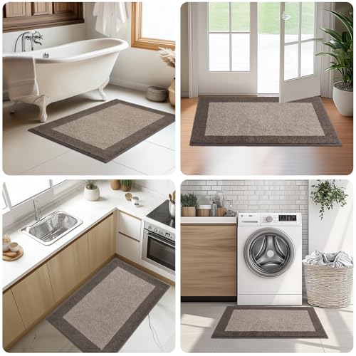 Beige Runner Rug 32 x 72 Inches Non Slip Kitchen Hallway Door Mat