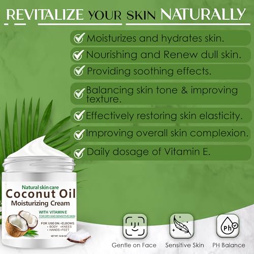 DR MEINAIER Coconut Oil Body & Face Moisturizer 5 Pack - Hydrating Lightweight Skin Cream