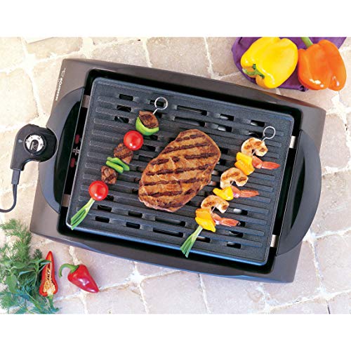 Indoor Electric Grill with Nonstick Surface, Adjustable Temperature, 12.5x9.25 Inches
