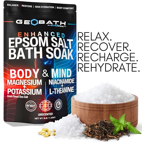 STiiMPAK Mind & Body Bath Soak 3lb - Magnesium & Dead Sea Salt with L-Theanine & Niacinamide for Relaxation