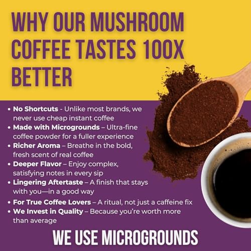 Grateful Earth Instant Mushroom Coffee with Lion's Mane (2 Bags, 40 Ct) – 40 Single-Serve Sticks