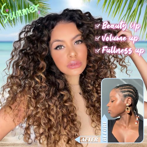 Deep Wave Crochet Hair 14 Inch Black to Brown Pre Looped 7 Packs - Short Curly Synthetic Braids
