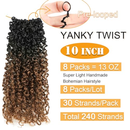 10 Inch Pre-Looped Yanky Twist Crochet Hair 8-Pack for Black Women - OT30