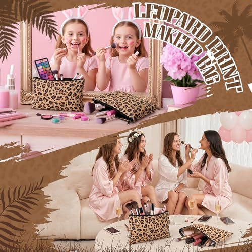 Leopard Canvas Makeup Bags 20 Pack - Travel Toiletry & Gift Set