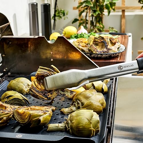 HexClad 8-Piece BBQ Grill Tool Set with Spatula Tongs & Skewers