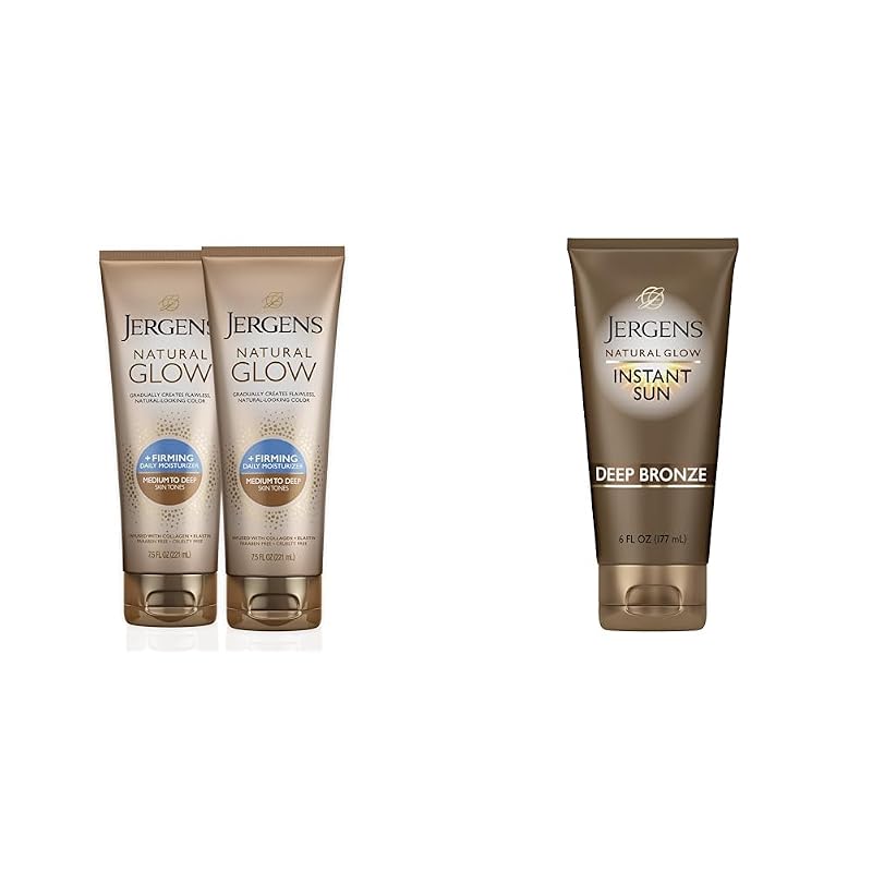 Self Tanner Body Lotion with Firming +Glow — Medium to Tan Skin Tone, 2 x 7.5 oz