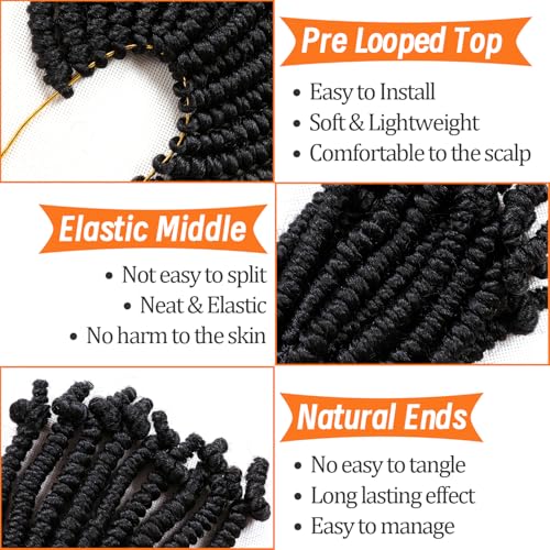 Lifabeauty 8 Pack Short Bob Spring Twist Crochet Hair 8 Inch 1B# for Black Women