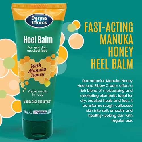 Dermatonics Foot Cream for Dry Cracked Heels (3 Pack) - 25% Urea with Manuka Honey, Intensive Moisturizing Treatment, Callus Remover, Exfoliating Care for Rough Feet Elbows Hands - Skin Repair 2.37oz