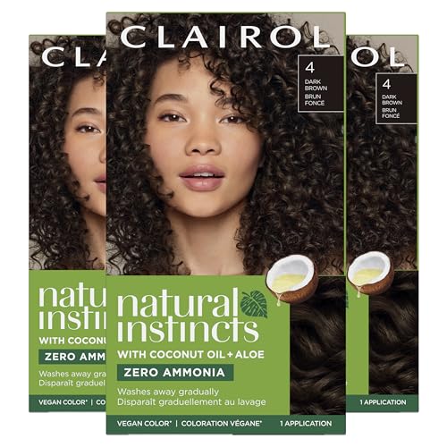 Hair Dye Kit - Demi-Permanent, 4 Dark Brown, 3 Pack - Natural Instincts