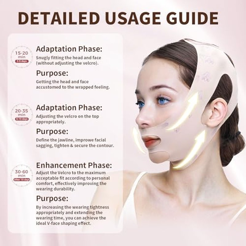 Chin Strap for Sleeping, V Line Chin Face Lifting Mask, Double Chin Reducer Eliminator for Women, Jawline Mask with Breathable & Comfortable Design, Face Wrap for Overnight Skincare (2pcs)