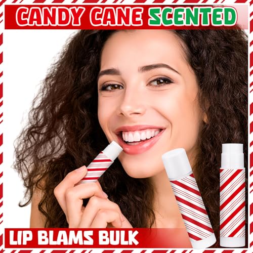 50 Pcs Christmas Peppermint Lip Balm Candy Party Favors Bulk - Festive Holiday Gifts