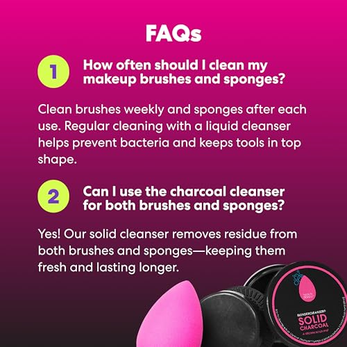 Makeup Sponge & Brush Cleaning Set - Pink Beautyblender + Charcoal Solid Cleanser (OP Variation)