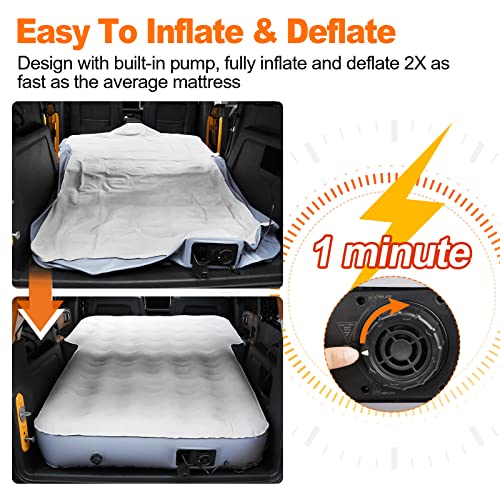 65'' SUV Air Mattress - Ultra-Thick Inflatable Car Trunk Bed with Built-in Pump