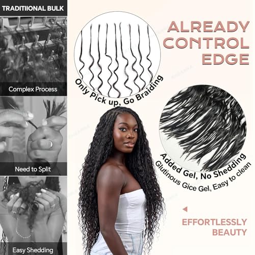 Pre-Divided Deep Wave Human Hair Extensions for Boho Braids - 16 Inch, 160 Roots, Natural Color