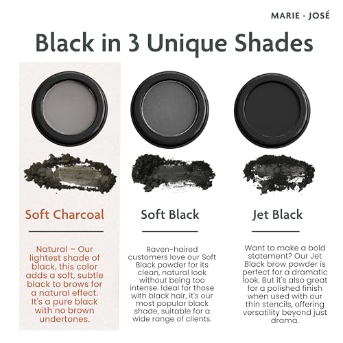 Marie-José Soft Charcoal Eyebrow Powder - Waterproof, Long-Lasting, Vegan Brow Makeup