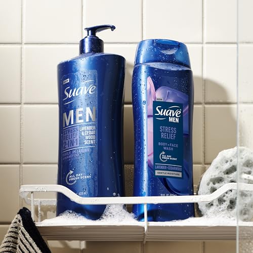Men's Stress Relief Body and Face Wash with Lavender & Cedarwood, 18 oz, 6 Pack