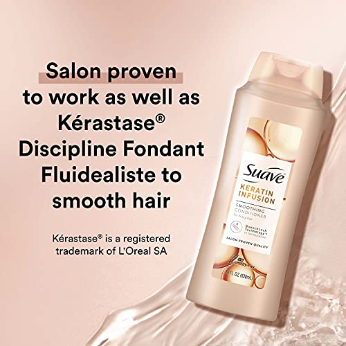 Suave Professionals Smoothing Conditioner For Dry Hair Keratin Infusion Hair Conditioner with 48-hour Frizz Control 28 oz, Pack of 4