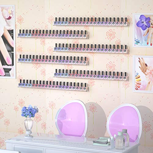 FEMELI 24 Inch Nail Polish Wall Rack: 6 Shelves Clear Acrylic Nail Polish Holder Organizer for 130-180 Bottles (24 Inch, Clear)