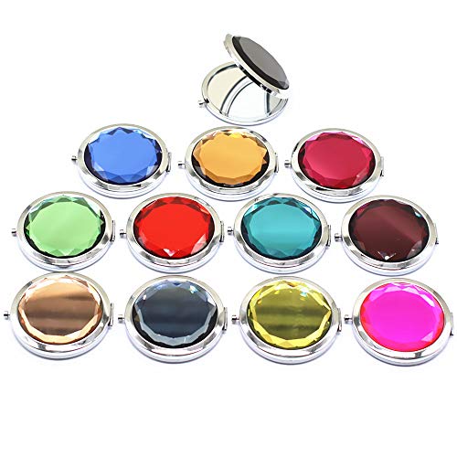 TANG SONG 12Pcs Double Compact Cosmetic Makeup Round Pocket Purse Magnification Jewel Mirror