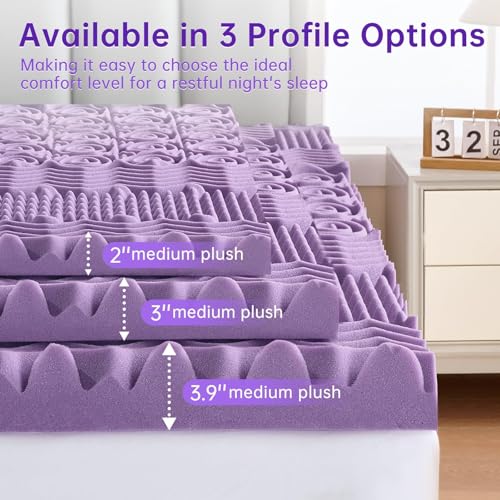 California King Mattress Topper 3 Inch 7-Zone Gel Memory Foam Egg Crate Pad