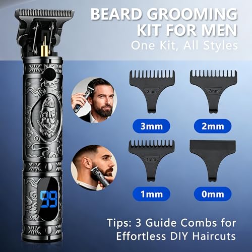 Saoilli 2 Pack Beard Trimmer for Men, Zero Gapped T-Blade Clippers, Cordless