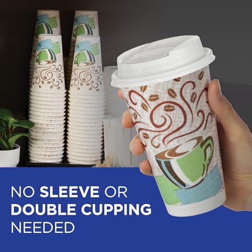 Dixie PerfecTouch 12 oz Disposable Coffee Cups - 500 Count, Insulated, No Foam, Haze Design