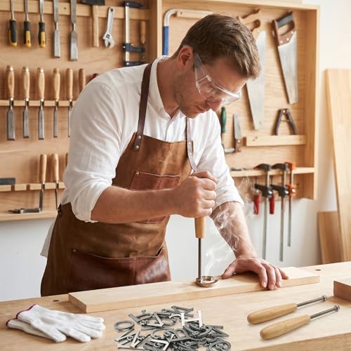 1 Inch Branding Iron Set with Letters & Numbers - Stainless Steel, DIY Wood & Leather Stamping Kit, Includes Heat Rods & Gloves
