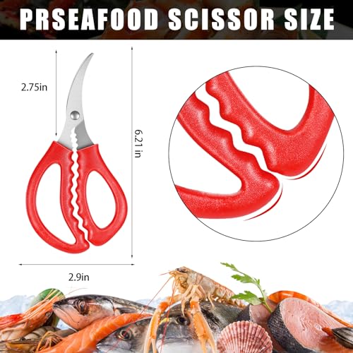 Red Seafood Scissors Bulk 100 Pcs Kitchen Crab & Lobster Shears - Multifunctional Stainless Steel
