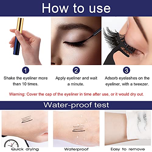 Magnetic Eyelashes with Eyeliner Kit - 10 Pairs Reusable 3D Natural Look