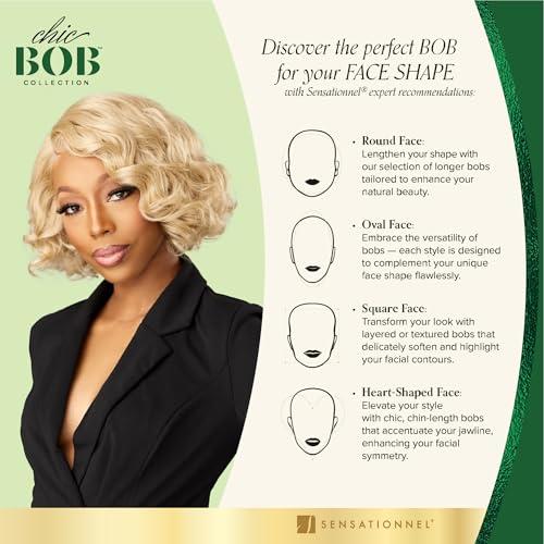 Sensationnel Chic Bob Lace Front Wig - Balayage Caramel, Pre-Plucked, HD Lace, 5 Inch Deep Part