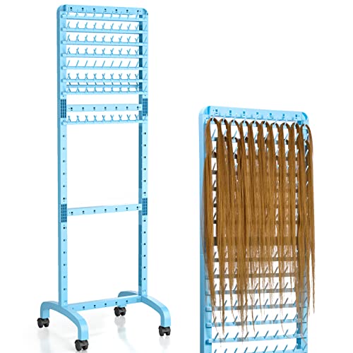 Blue Adjustable Hair Braiding Rack with 160 Pegs, Double-Sided, Portable & Flexible