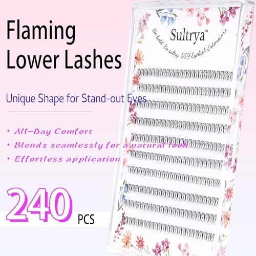 Bottom Lash Clusters 240 PCS Eyelash Clusters, Natural Wispy Look, DIY Bottom Lash Extensions, False Eyelashes, Wispy Bottom Lashes, Lower Lashes, Bottom Eye Lashes (6mm, BL-01)