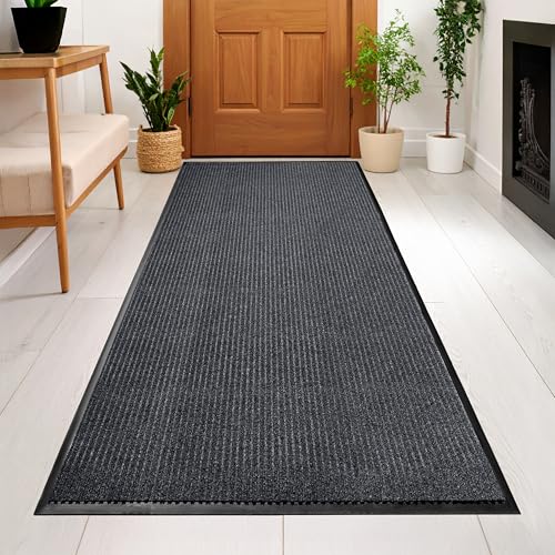 Heavy Duty Rubber Door Mat 8x4 Feet Indoor Outdoor Waterproof Entryway Charcoal