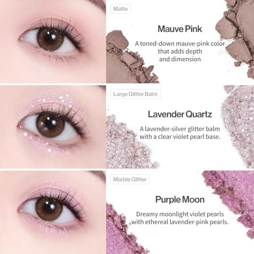UNLEASHIA Glitterpedia Eyeshadow Palette - Lavender Fog, Matte & Shimmer Shades, Long-Lasting Vegan Makeup