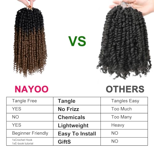 NAYOO Passion Twist Hair 12 Inch Pre-Twisted Crochet 8 Packs OT30