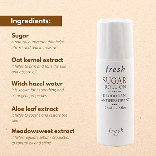 Fresh Sugar Roll-On Deodorant 75ml Long-Lasting Odor & Sweat Protection