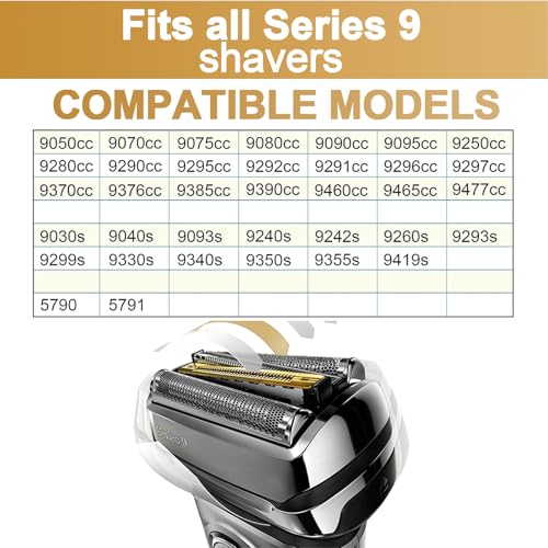 92M Series 9 Men's Electric Shaver Head, Replacement Head Series 9 Electric Shaver S9 Foil & Cutter Razor Heads Compatible with 9290cc, 9291cc, 9370cc, 9293s, 9385cc, 9390cc, 9330s, 9296cc