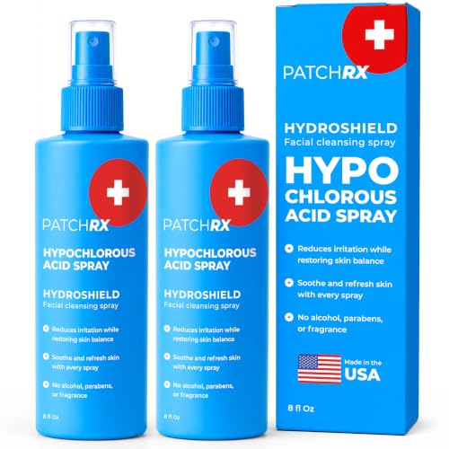 PatchRx Hypochlorous Acid Facial Spray 8oz Pack of 2 Gentle Hydrating Toner & Post-Workout Mist for Sensitive Skin