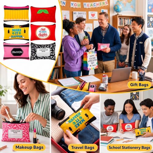Teacher Appreciation Makeup Bags Set - 24 Stylish Cosmetic Pouches for Back to School