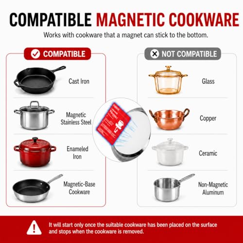 Portable Induction Cooktop - Max Power 1800W, 12-Hour Timer, Regular Variation