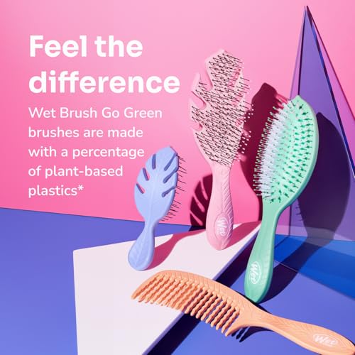 Wet Brush Go Green Curl Detangler Hair Brush - Pack of 2 - Black - Gentle, Plant-Based Plastic, Tangle-Free for Curly & Textured Hair