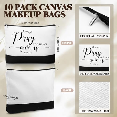 Paterr 20 Pcs Employee Appreciation Gift Bulk for Women Inspirational Canvas Makeup Bags with Zipper and Mini Compact Mirrors Thank You for Vet Tech Team Teacher Student Medical Assistant Gifts