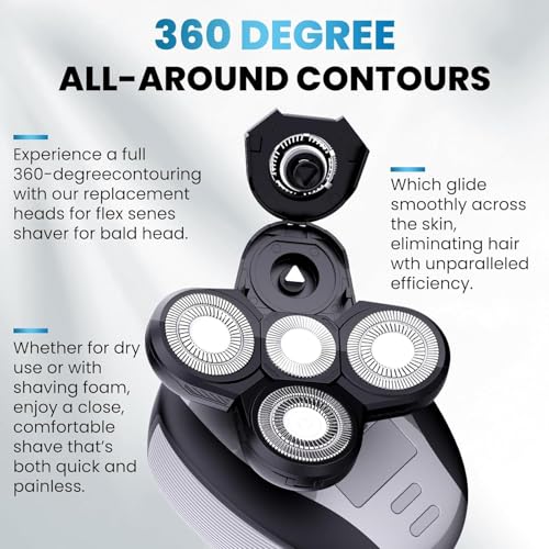 5PCS Waterproof Stainless Steel Head Shaver Replacement Blades for Freebird & FlexSeries