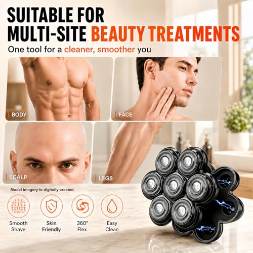 Black 3 Pack 7D Floating Shaver Replacement Heads Compatible with Wyklaus & More