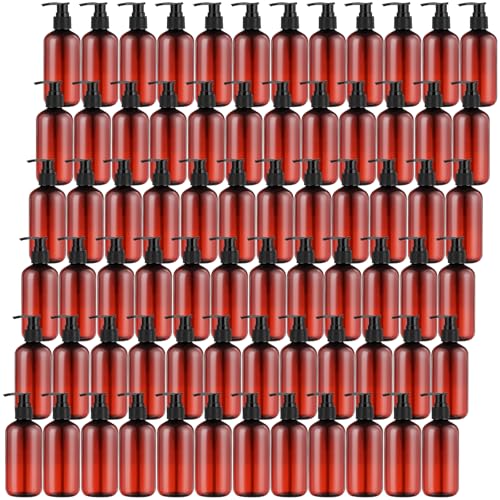 48-Pack 8oz Amber Pump Bottles Dispenser for Liquids & Lotions – Variation of 72