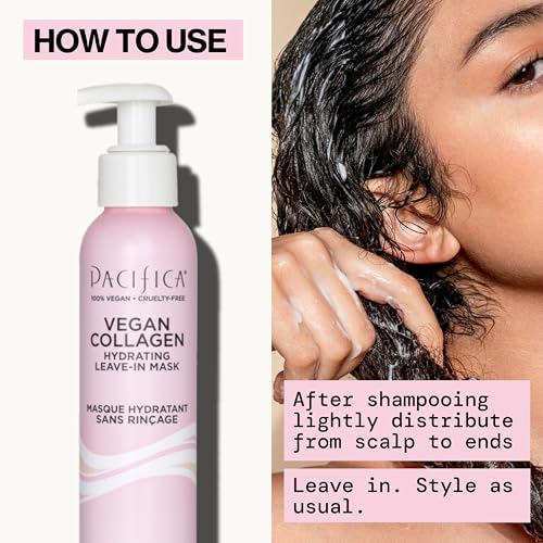 Pacifica Vegan Collagen Leave-In Repair Hair Mask ? Leave-In Conditioner Treatment for Dry Damaged Hair, Hydrating Hair Repair Mask to Strengthen, Reduce Breakage & Split Ends Vegan & Cruelty-Free 4oz