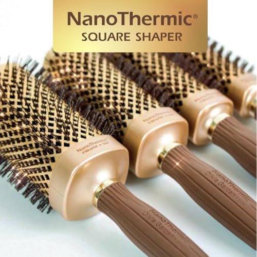 Olivia Garden NanoThermic Ceramic + Ion Square Shaper Thermal Hair Brush - Not Electrical - Professional Blowout Brush for Normal to Thick Hair